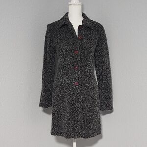 Vintage Y2K Forever 21 Black & Greay Knit Button Up Cardigan Sweater Size Medium
